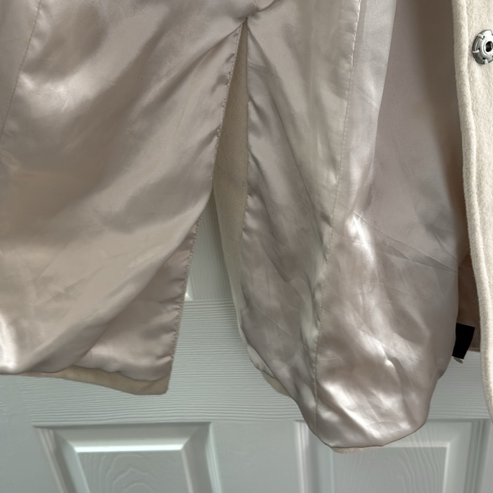 Cream Belted Coat with Wide Collar - bebe - Picture 7 of 11